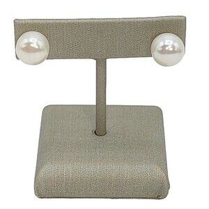 925 Sterling Silver 10mm Button White Cultured‎ Freshwater Pearl Stud Earrings